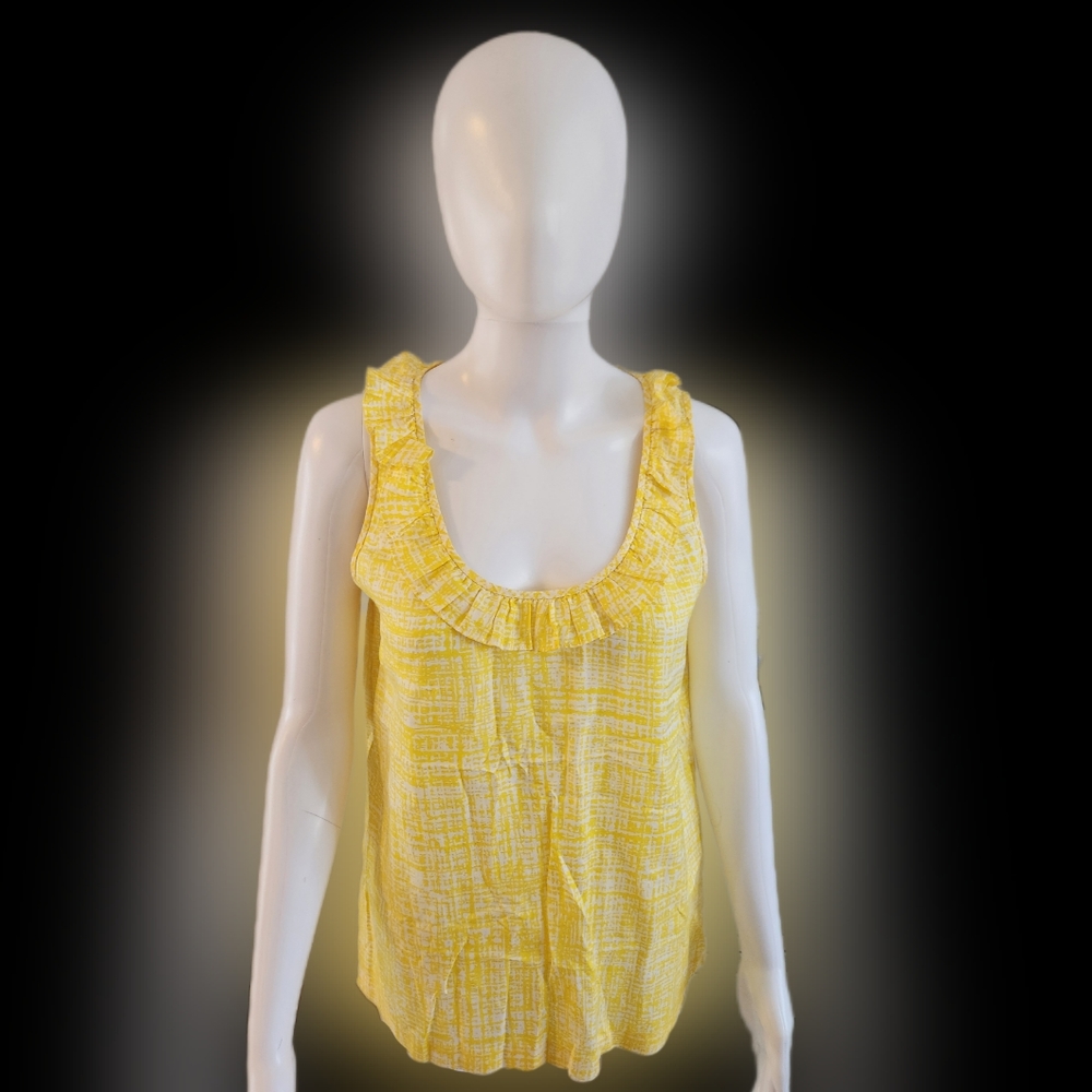 Kate Spade Maddie silk and cotton blend yellow ruffle tank top